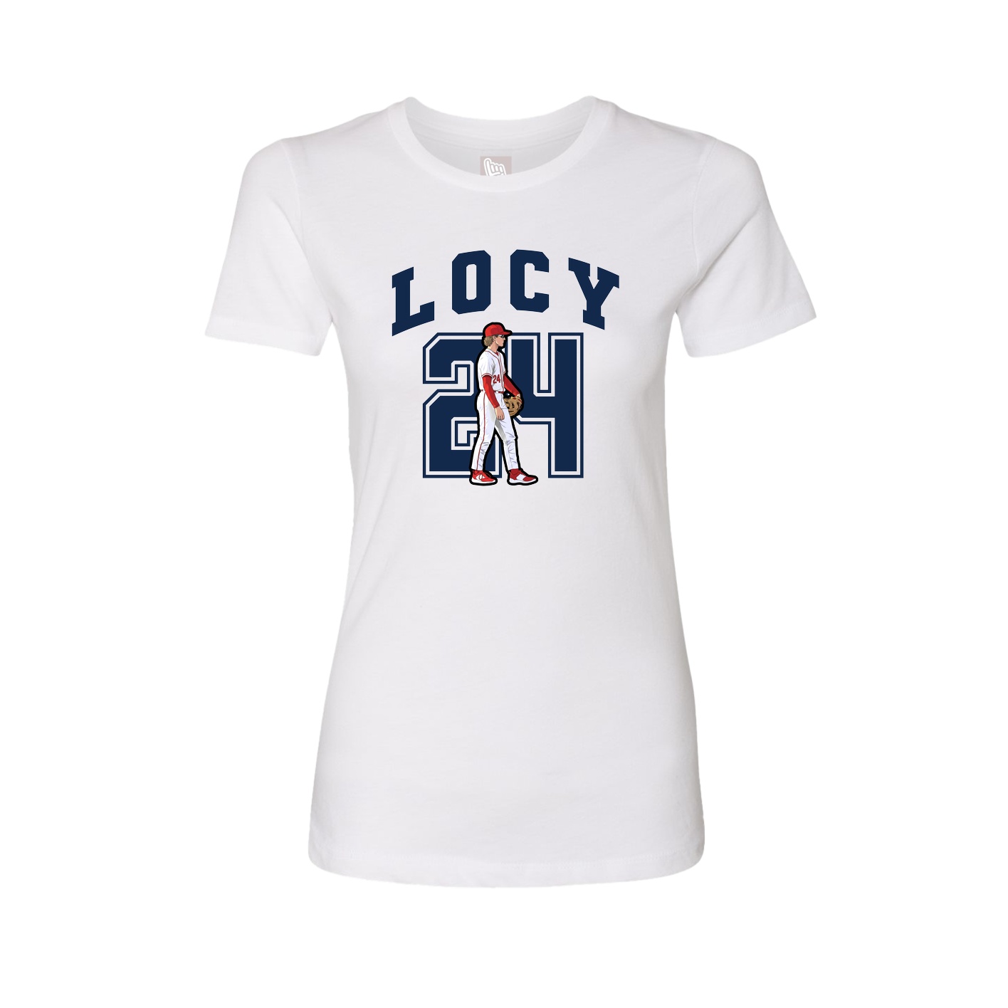 Fitted Women's Tee — Number in White