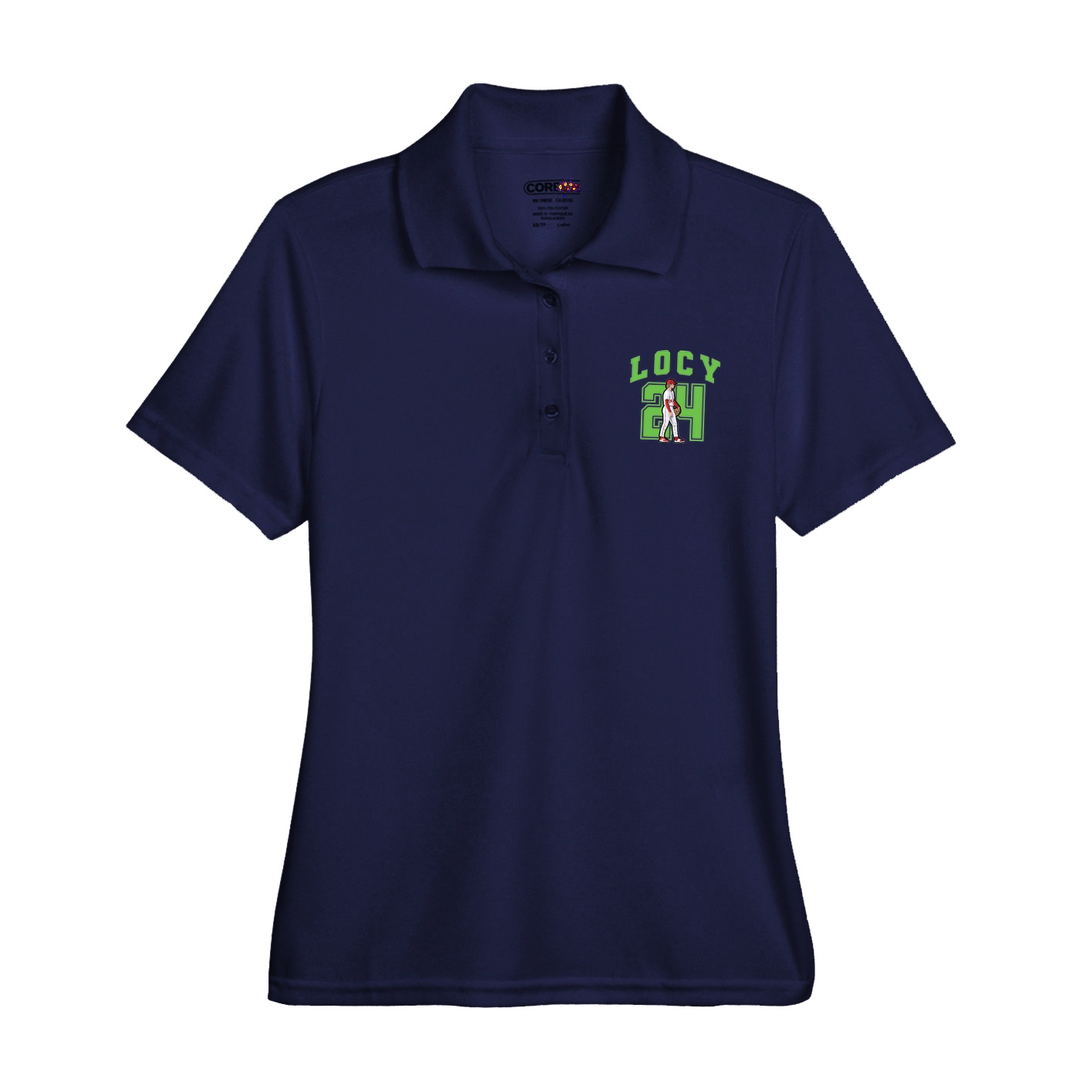 Womens Performance Polo — Number in Navy