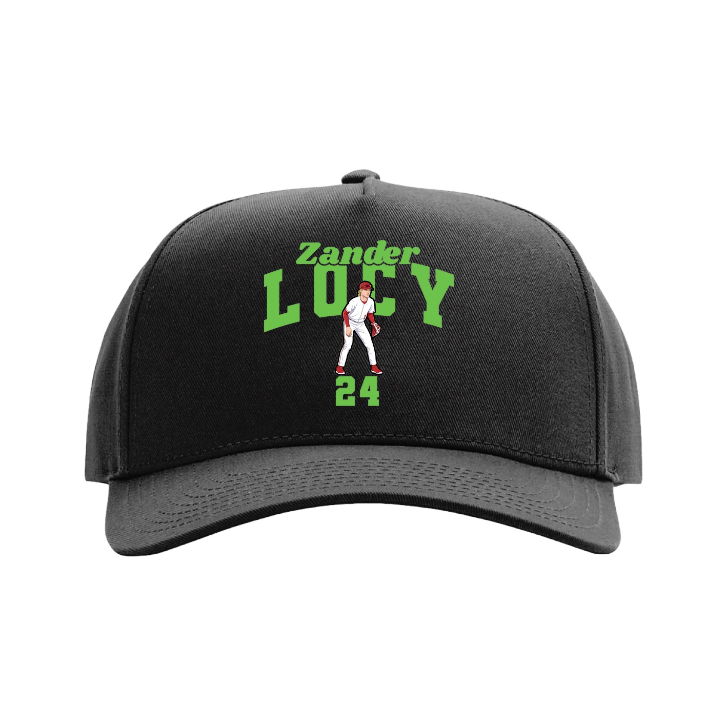 Full Fabric Five-Panel Champ Cap — Signature Arch in Black