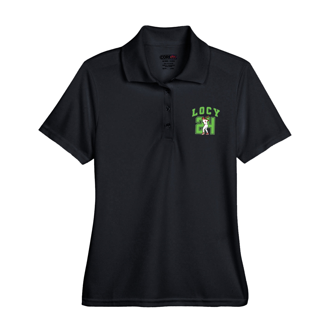 Womens Performance Polo — Number in Black