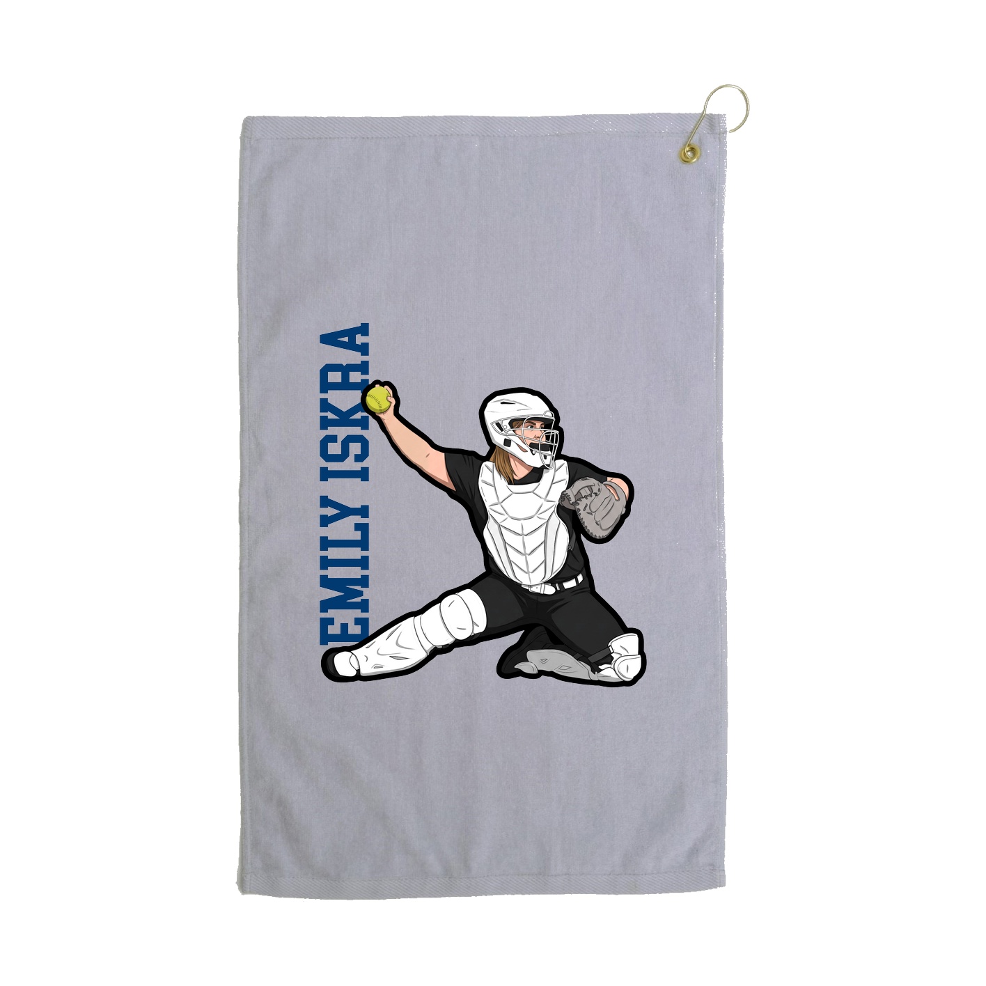 Golf Towel — Name Vertical in Grey