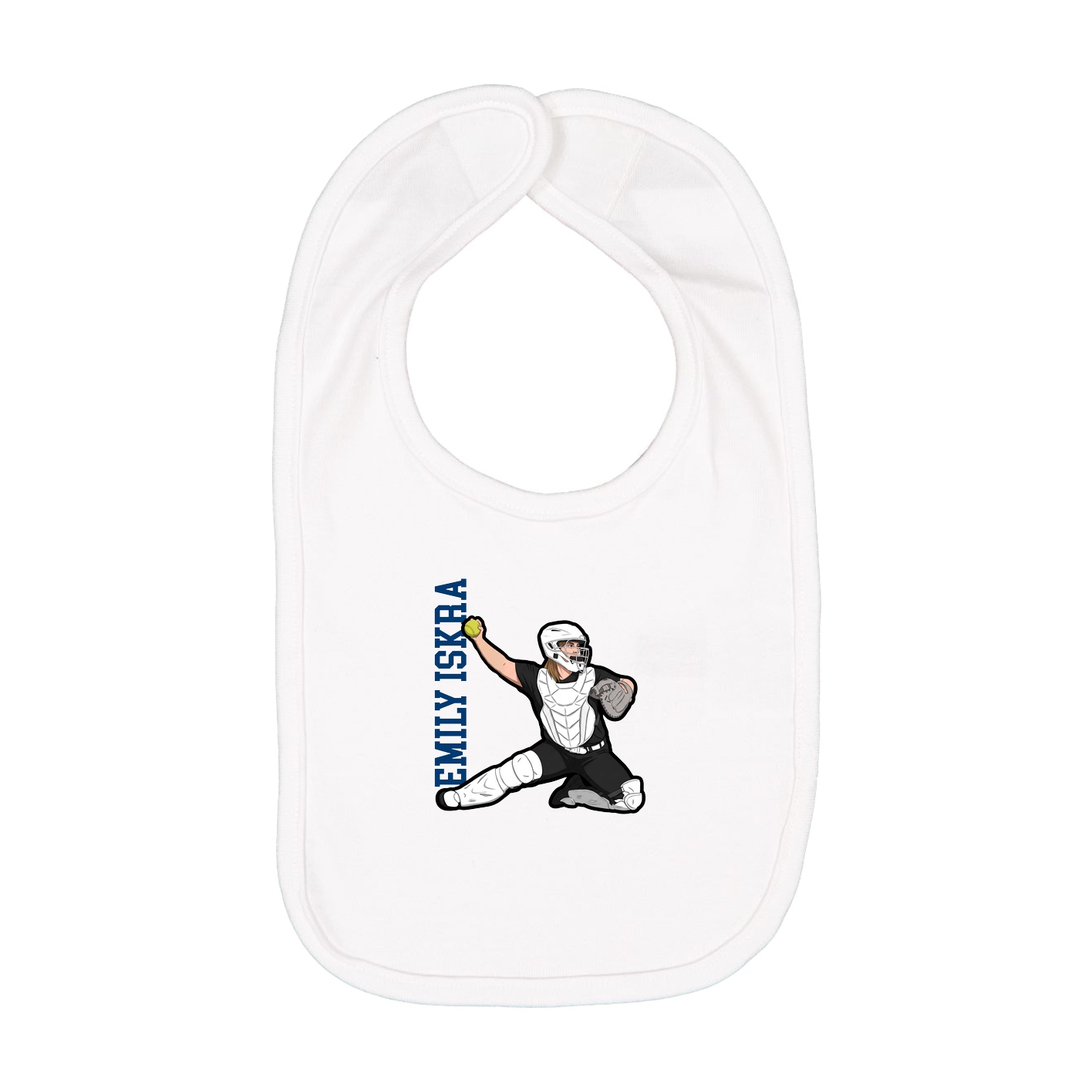 Infant Bib — Name Vertical in White