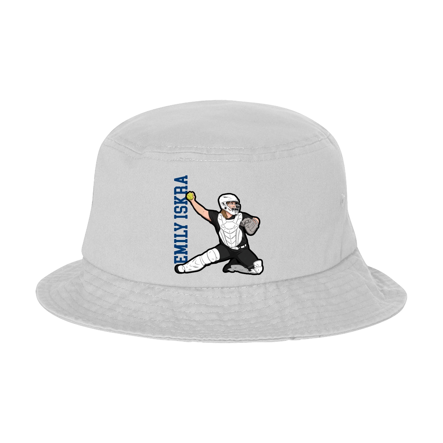 Bucket Cap — Name Vertical in White