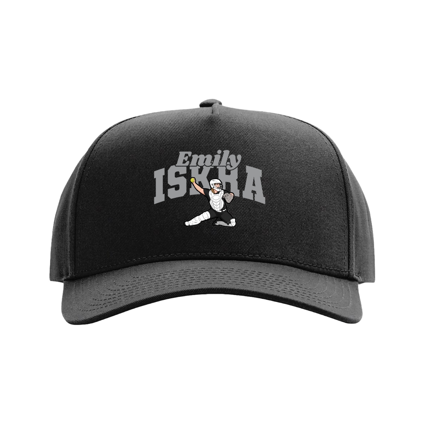Full Fabric Five-Panel Champ Cap — Signature Arch in Black