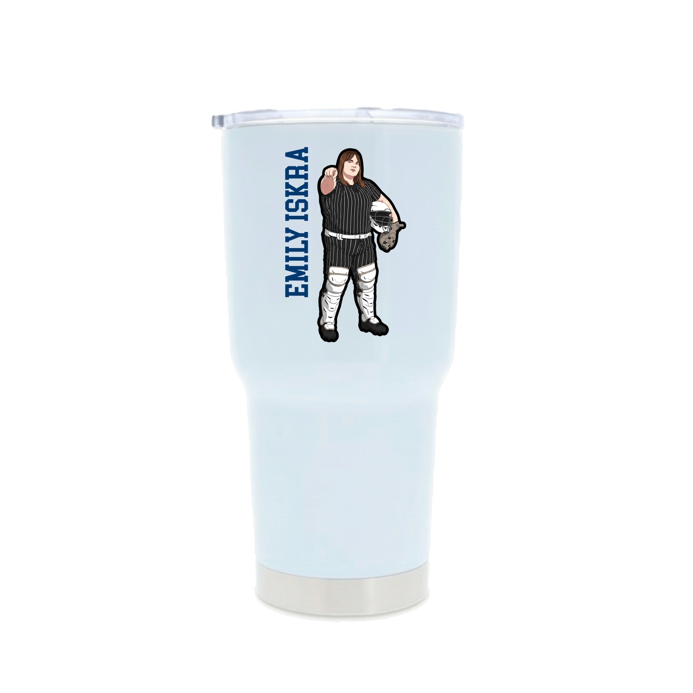 30oz Stainless Steel Tumbler — Name Vertical in White