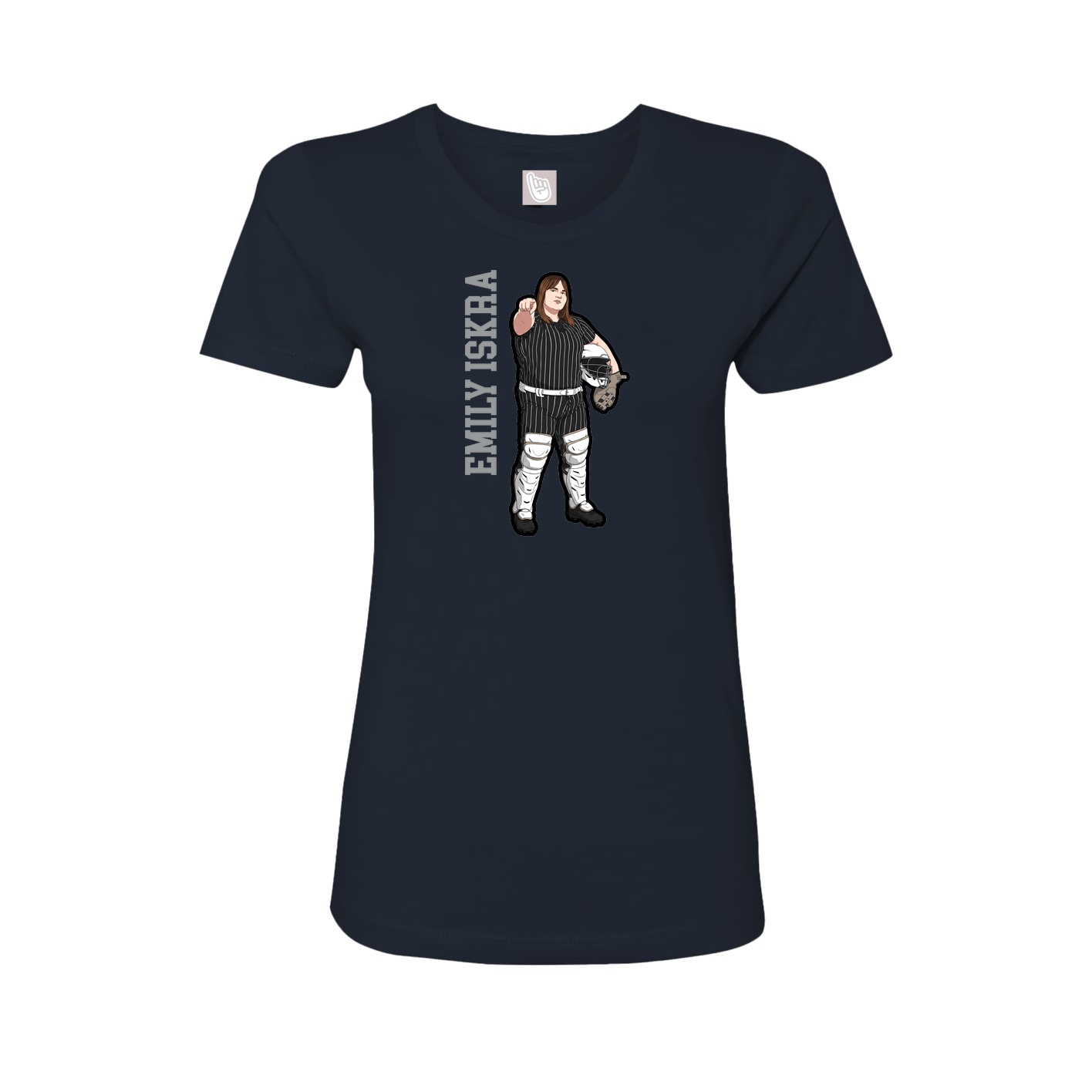 Fitted Women's Tee — Name Vertical in Navy