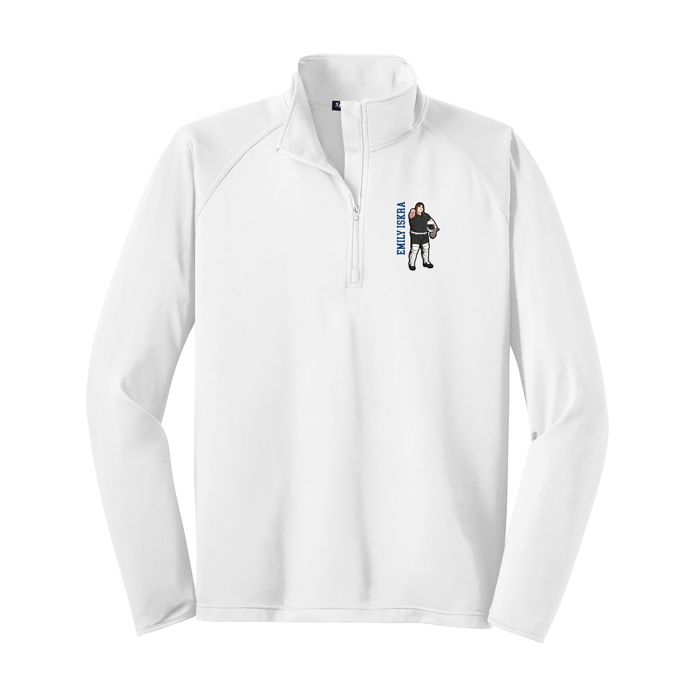 Q-Zip Pullover — Name Vertical in White