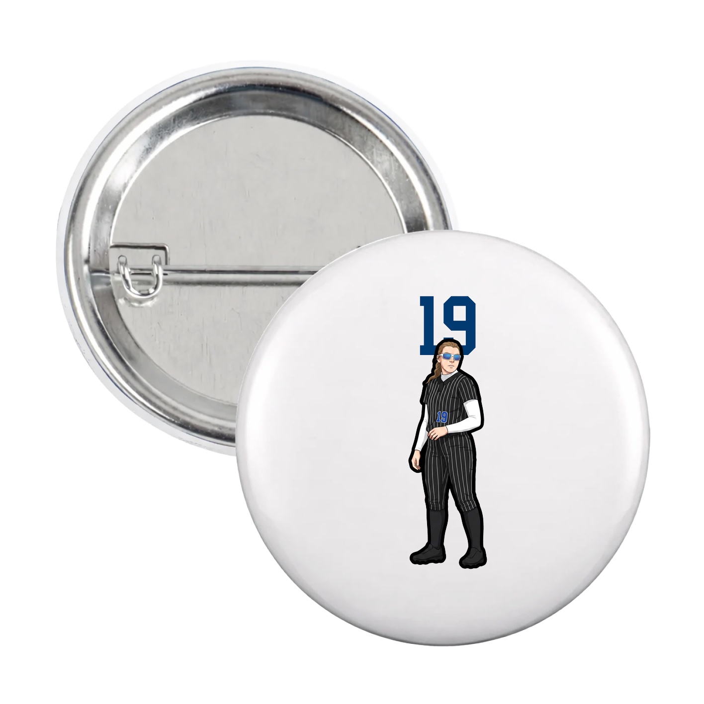 Game Day Button — Number Top in White