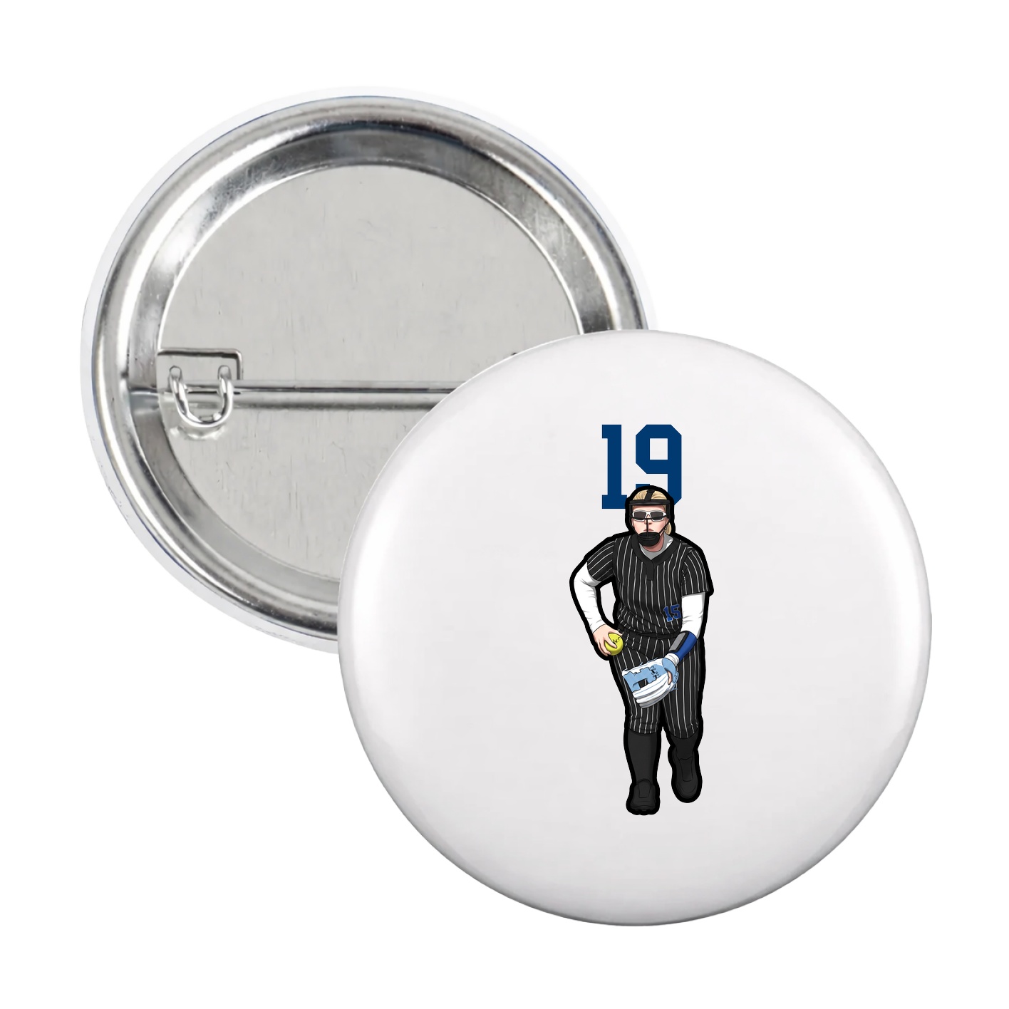 Game Day Button — Number Top in White