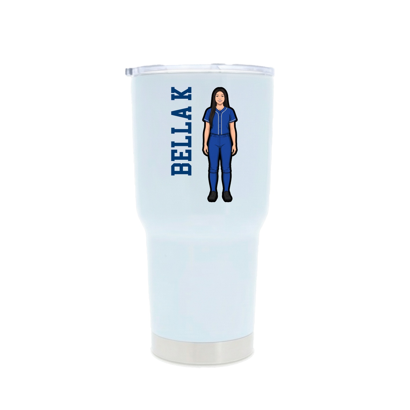 30oz Stainless Steel Tumbler — Name Vertical in White