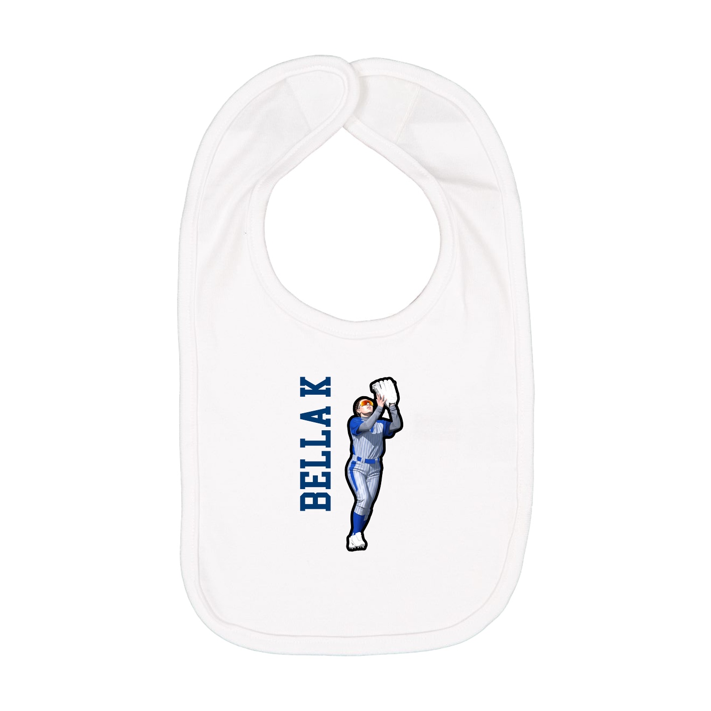 Infant Bib — Name Vertical in White