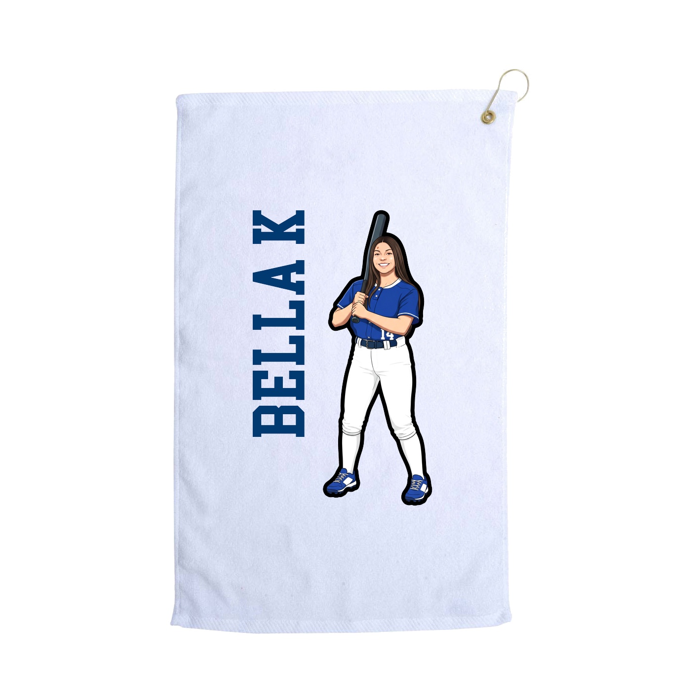 Golf Towel — Name Vertical in White
