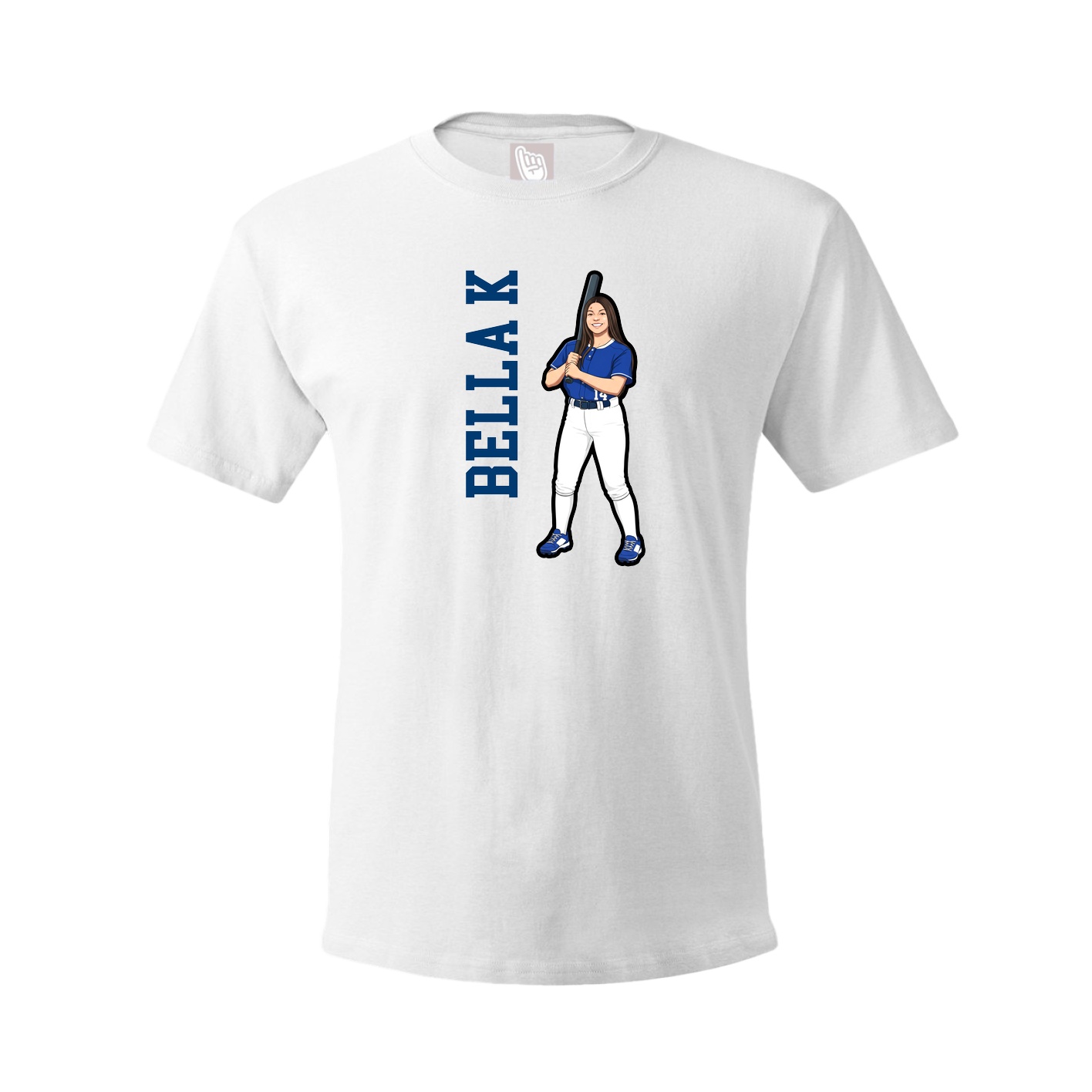 Youth Tee — Name Vertical in White