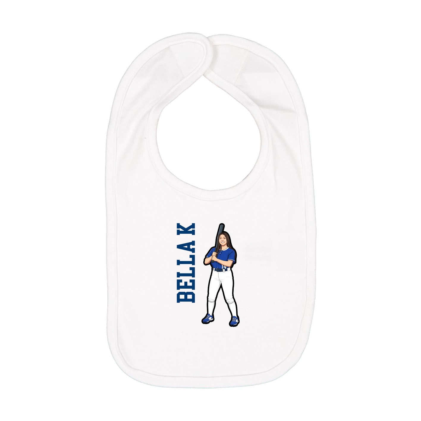 Infant Bib — Name Vertical in White