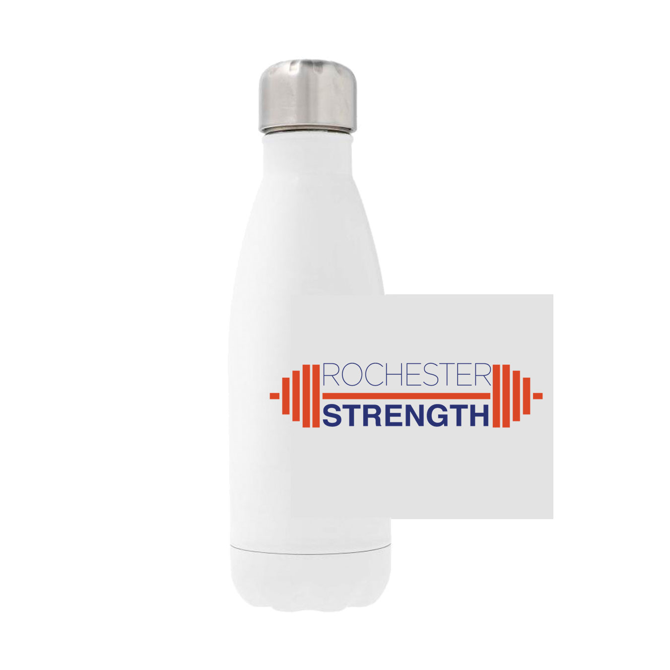 12oz Stainless Steel Water Bottle - White - Logo Text Drop