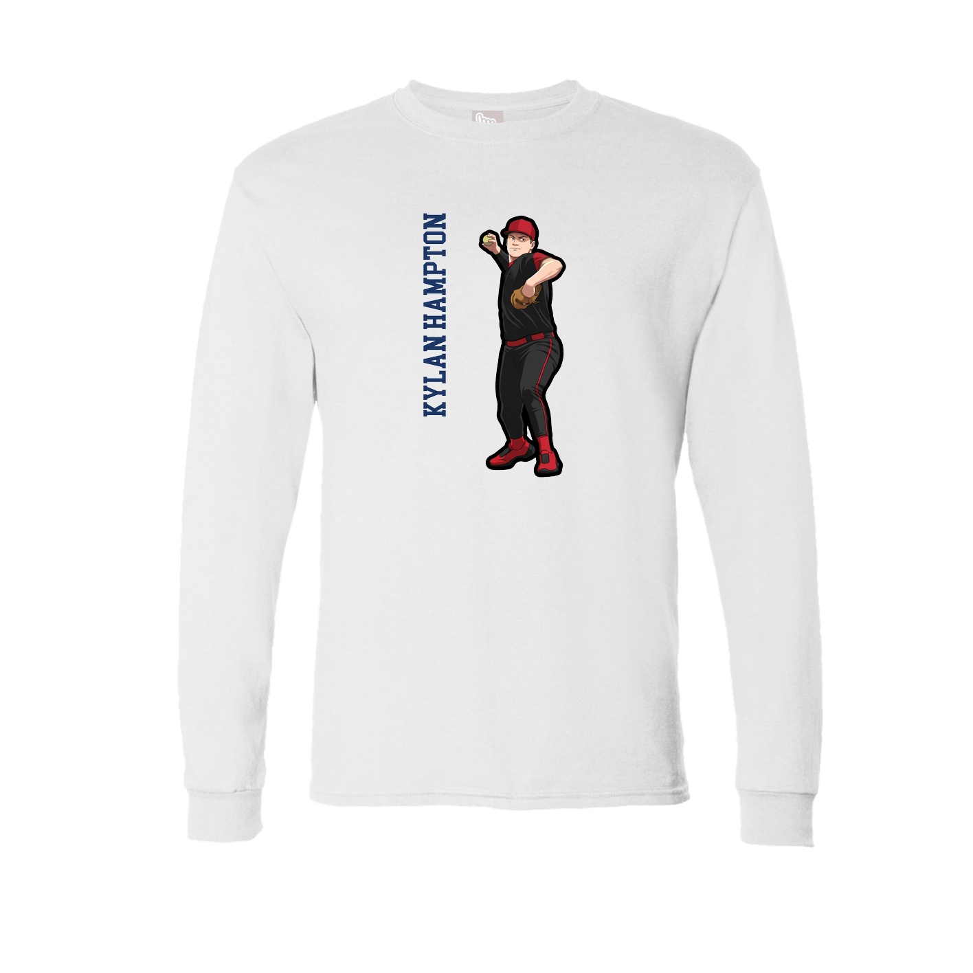 Long Sleeve Tee — Name Vertical in White