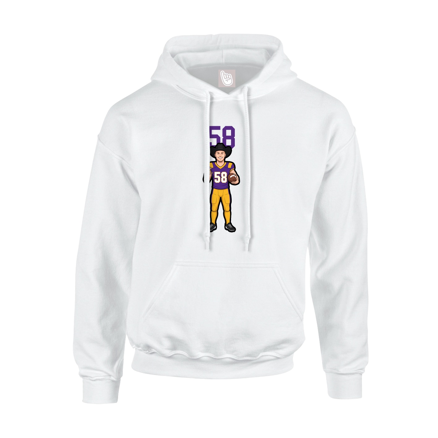 Youth Hoodie — Number Top in White