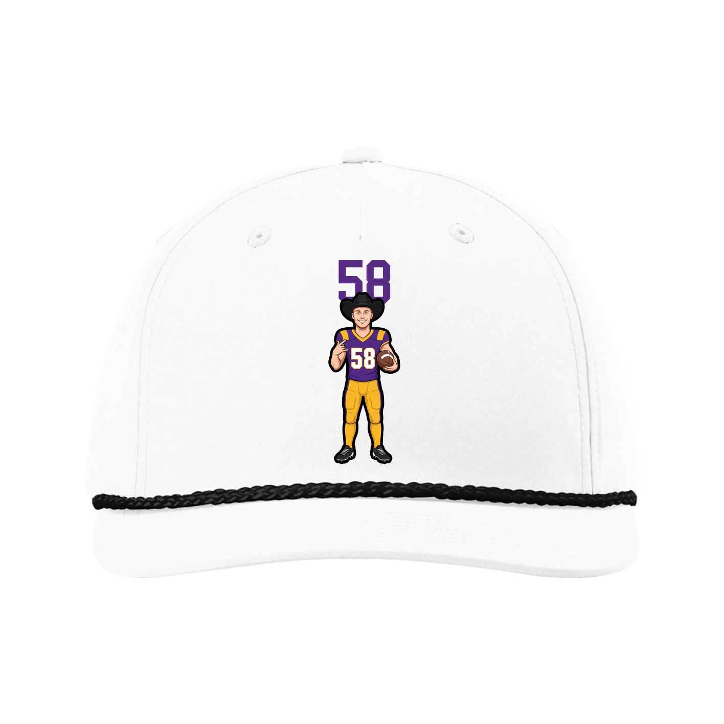 Five-Panel Classic Rope Cap — Number Top in White