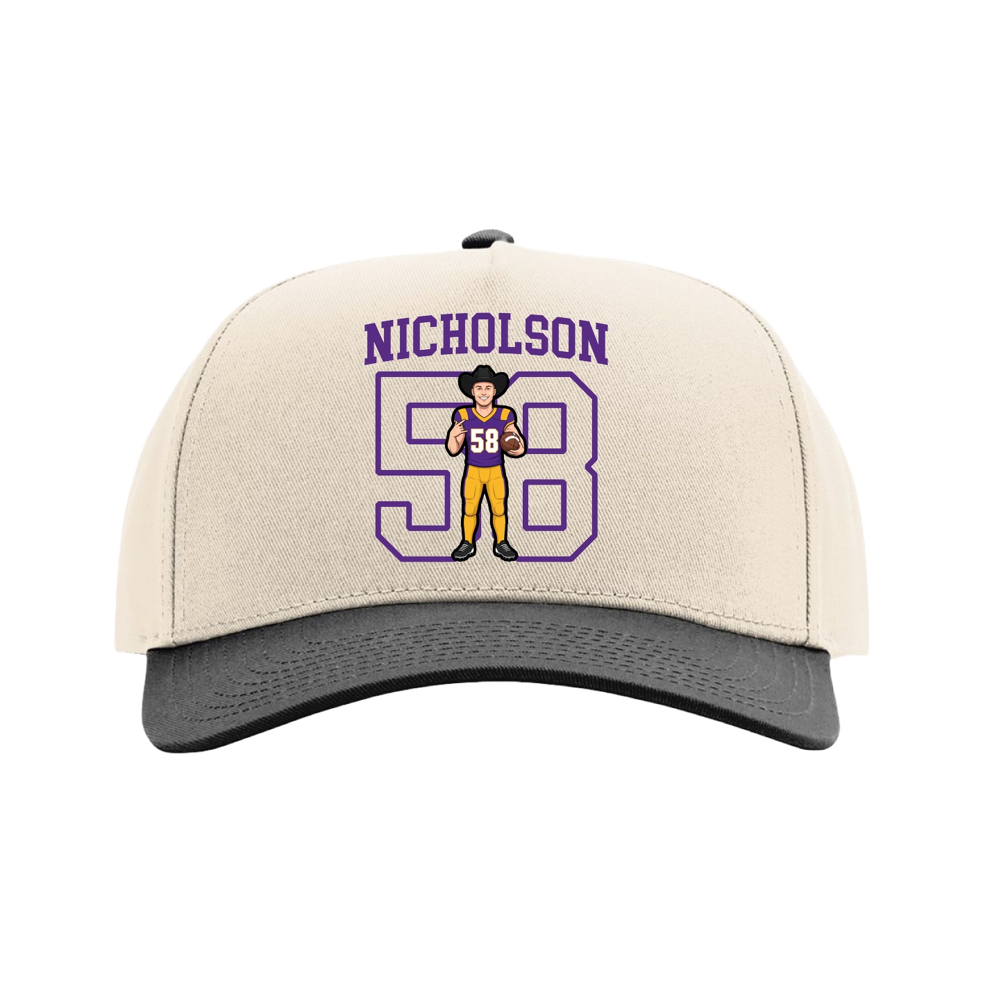 Full Fabric Five-Panel Champ Cap — Shirsey in Cream/Black
