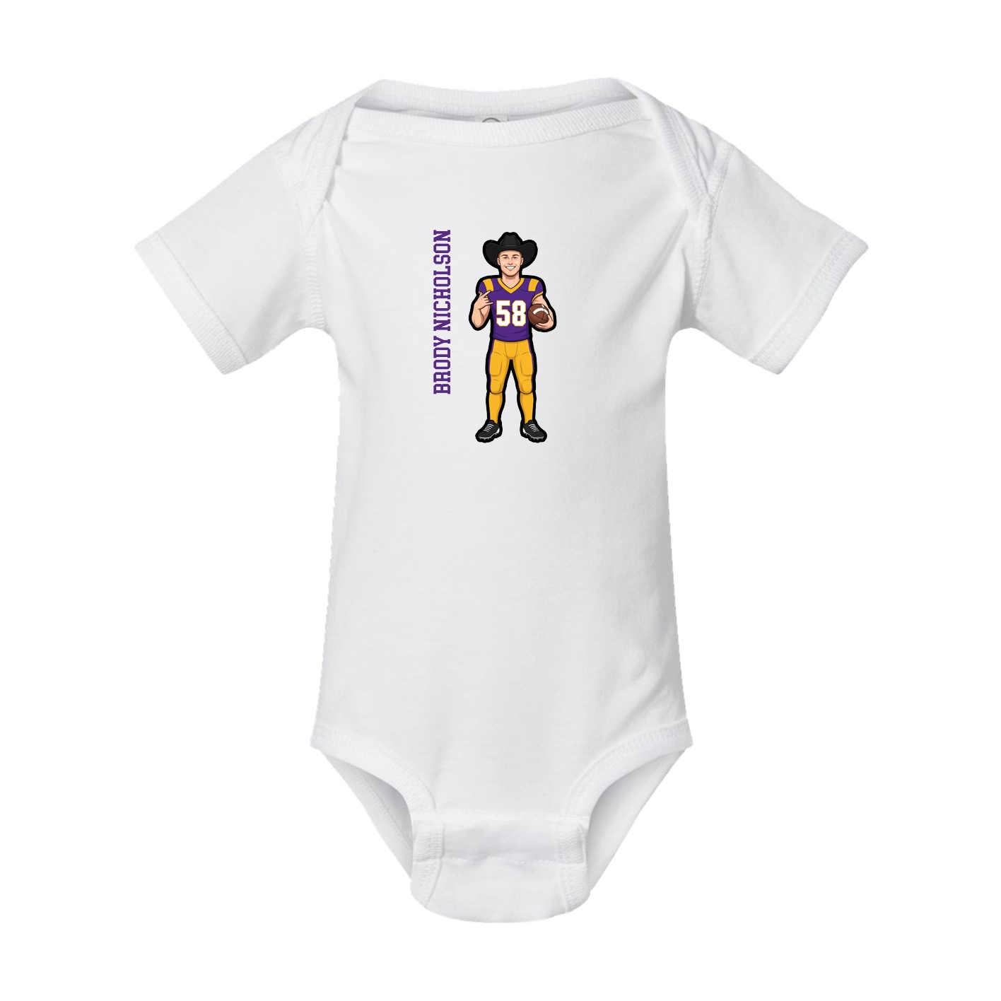 Baby Onesie — Name Vertical in White