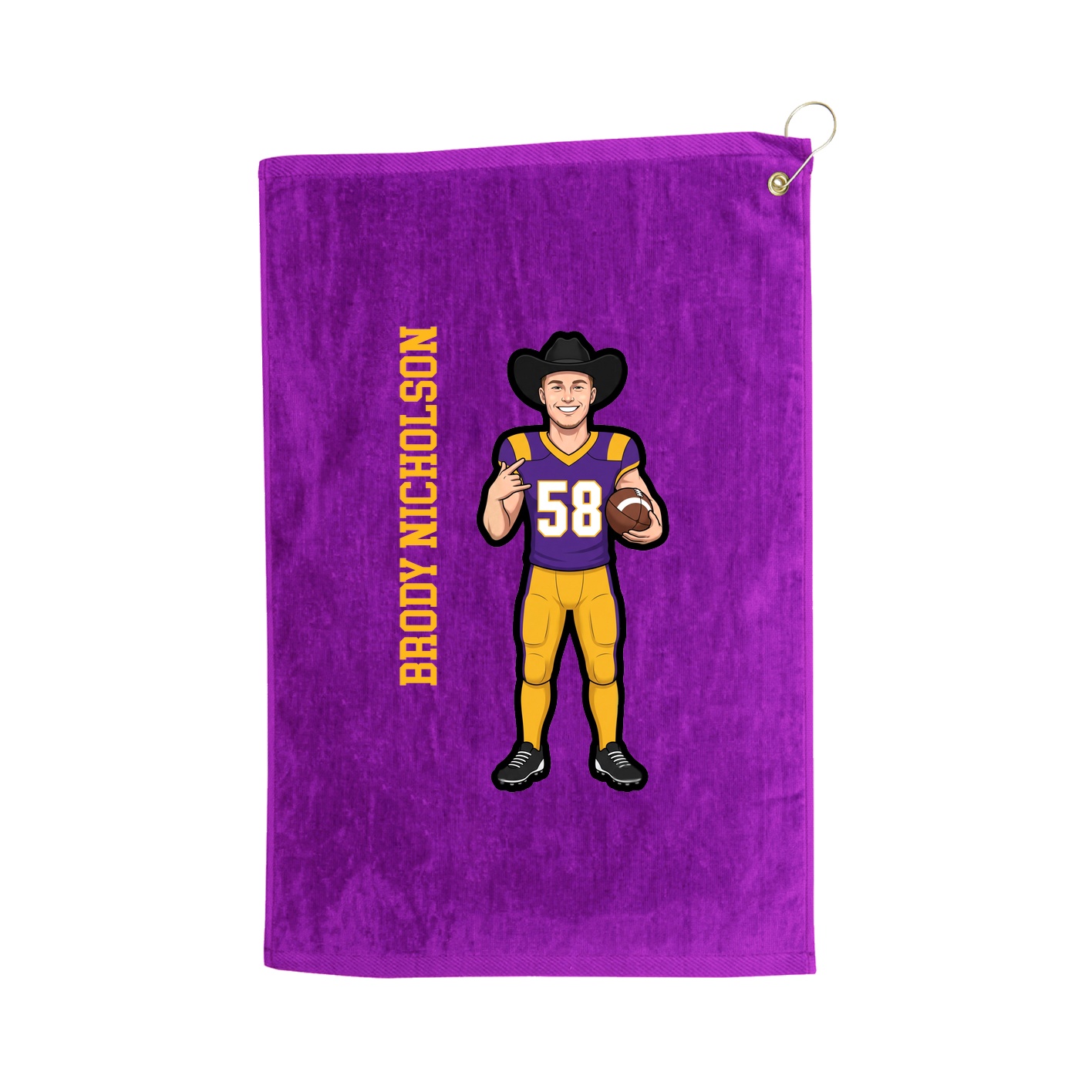 Golf Towel — Name Vertical in Purple