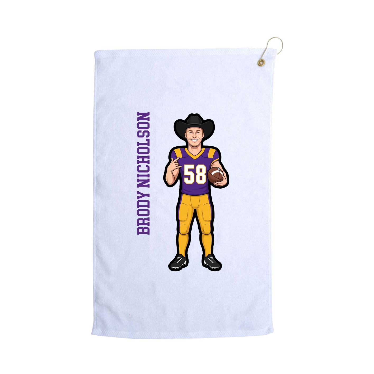 Golf Towel — Name Vertical in White