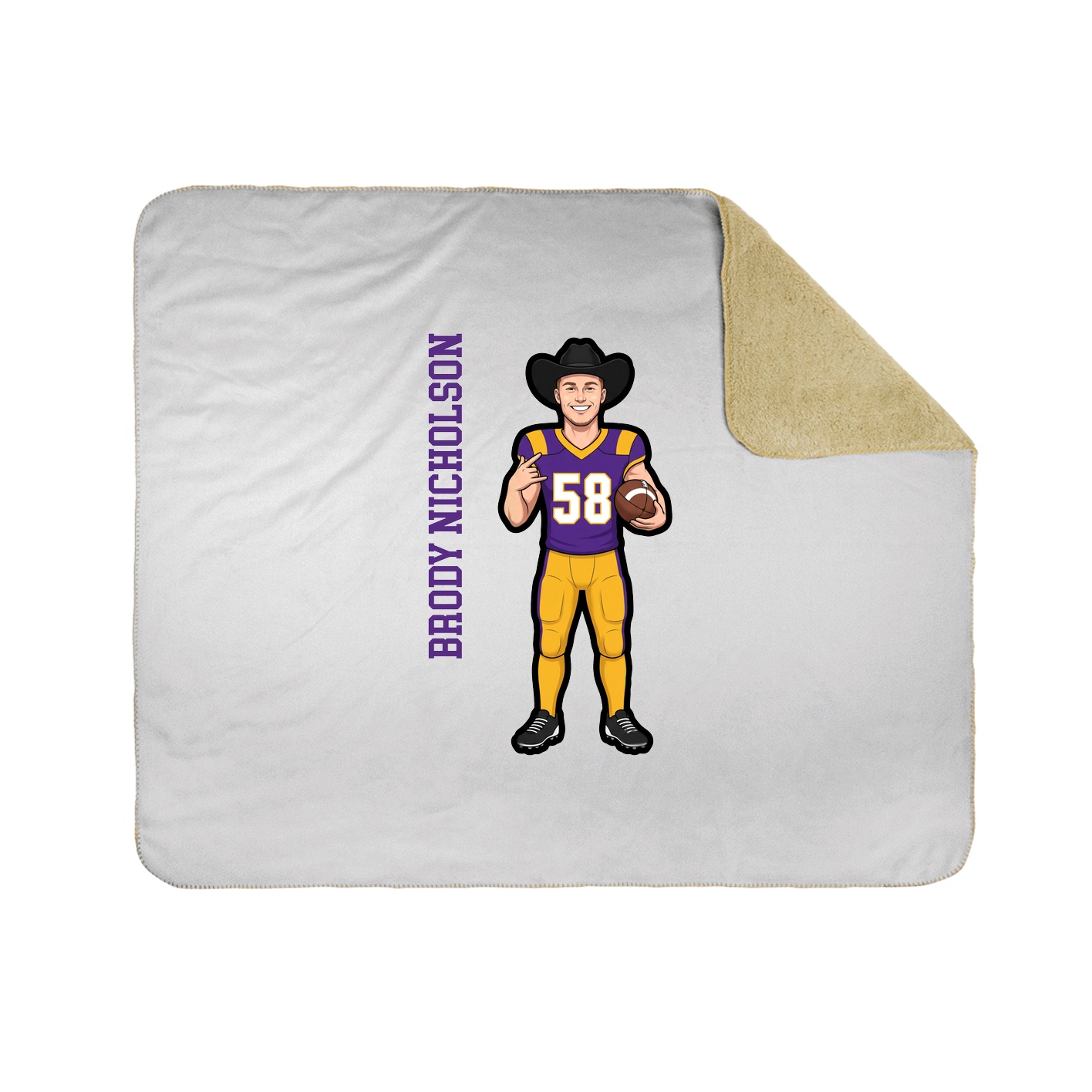 Throw Blanket — Name Vertical in White