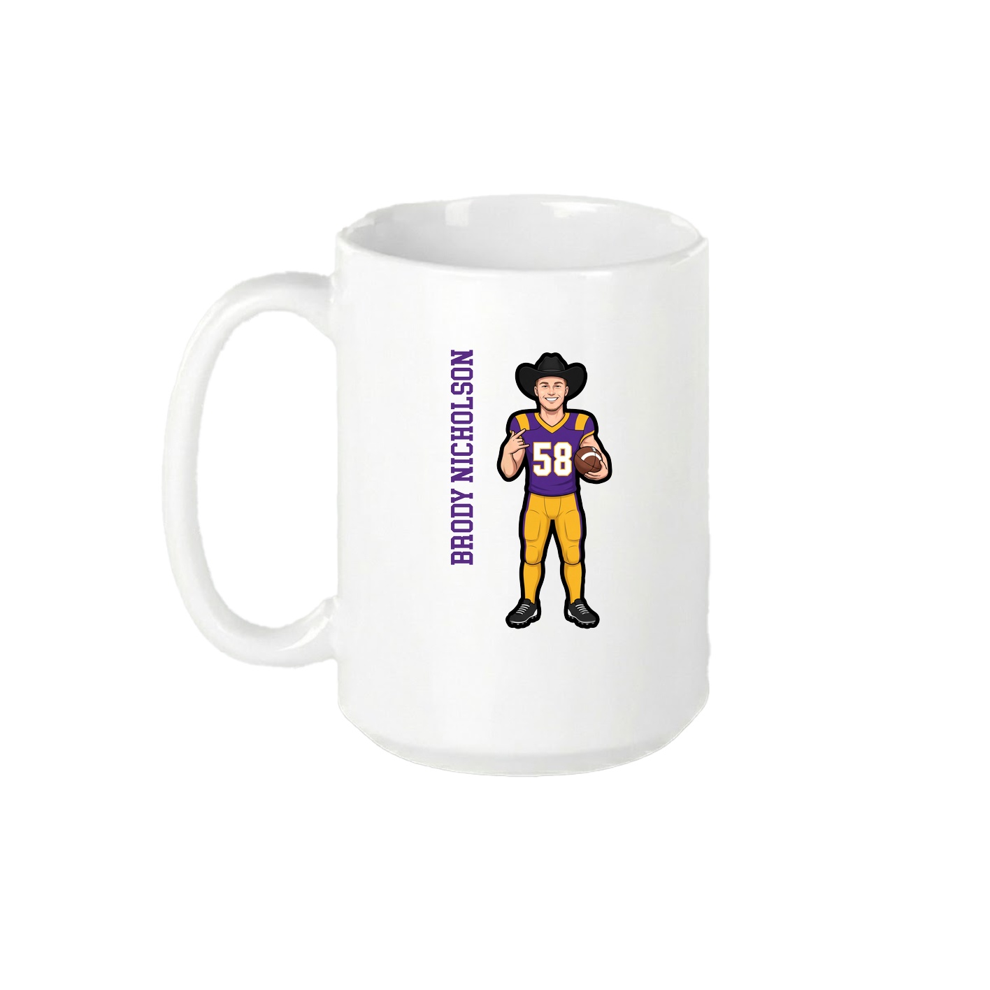 15oz Coffee Mug — Name Vertical in White