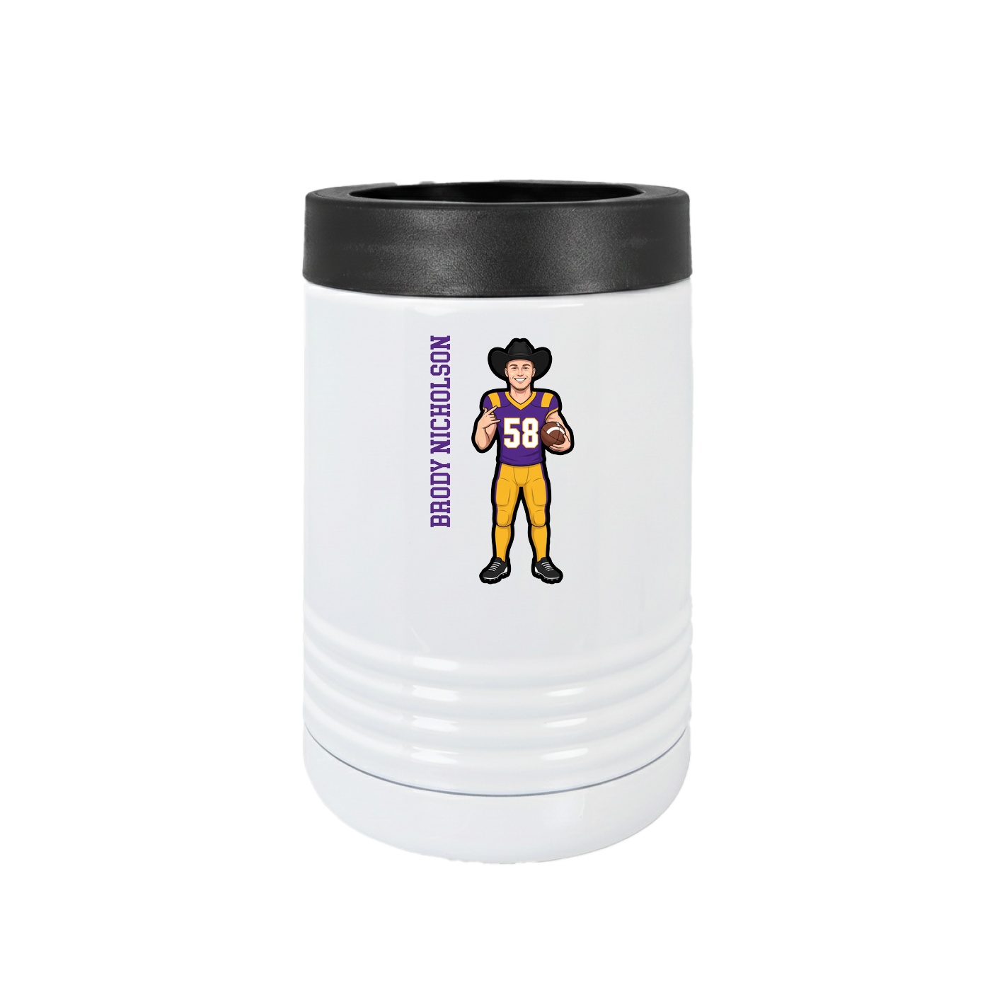 Beverage Holder — Name Vertical in White