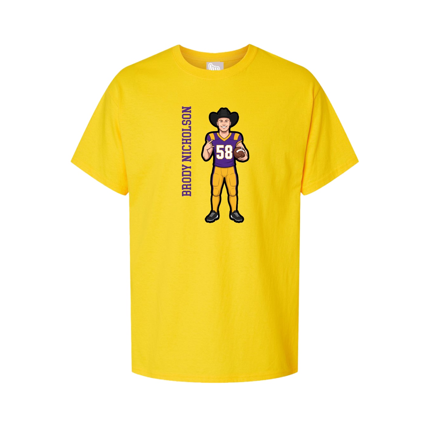 Youth Tee — Name Vertical in Gold
