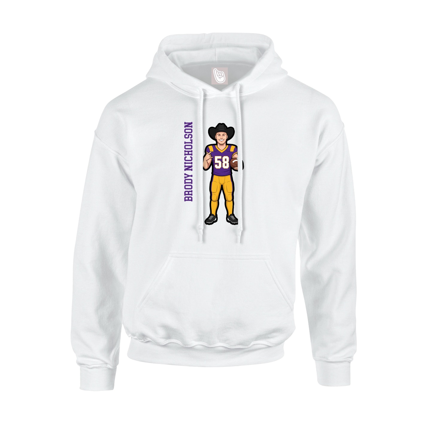 Youth Hoodie — Name Vertical in White