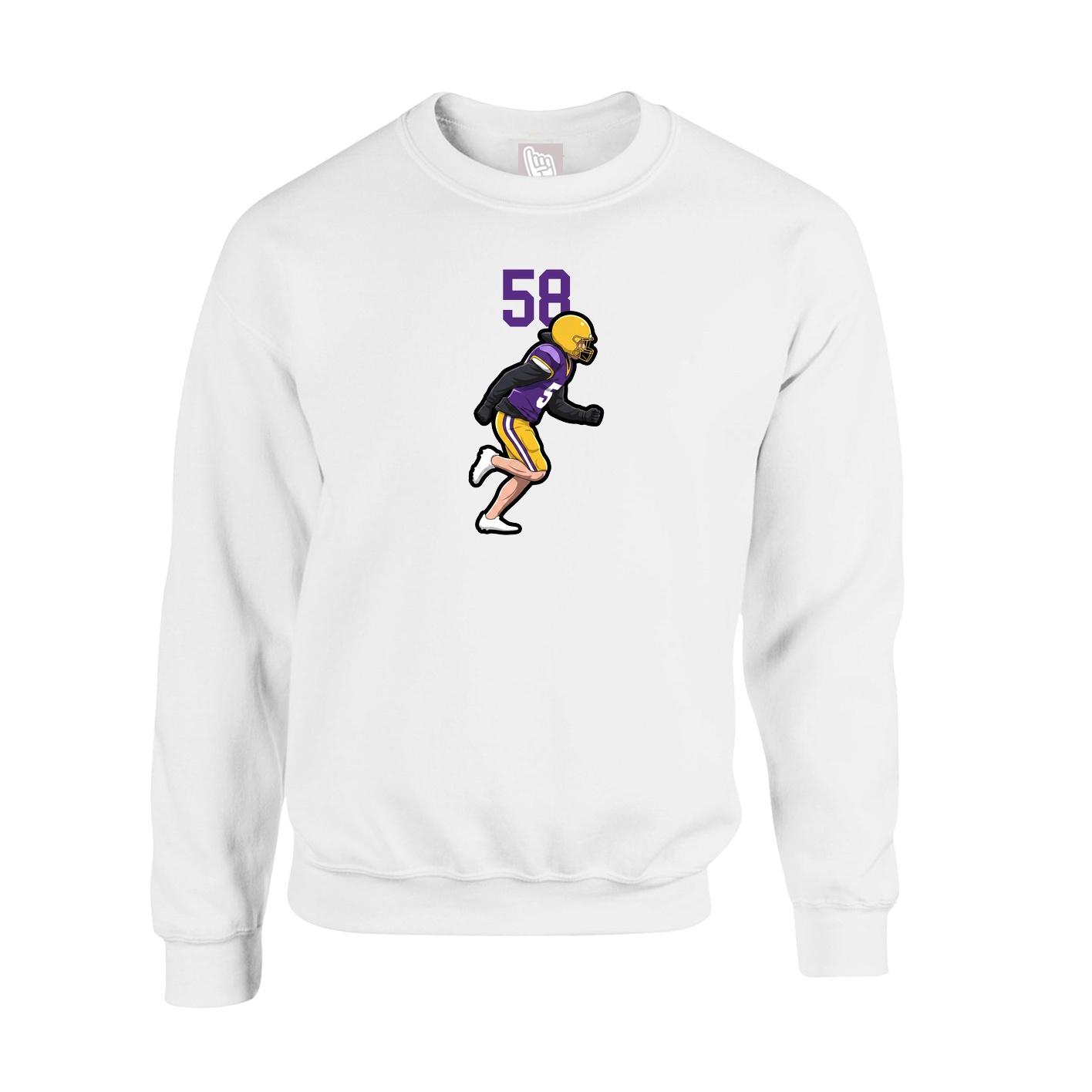 Fleece Crew — Number Top in White