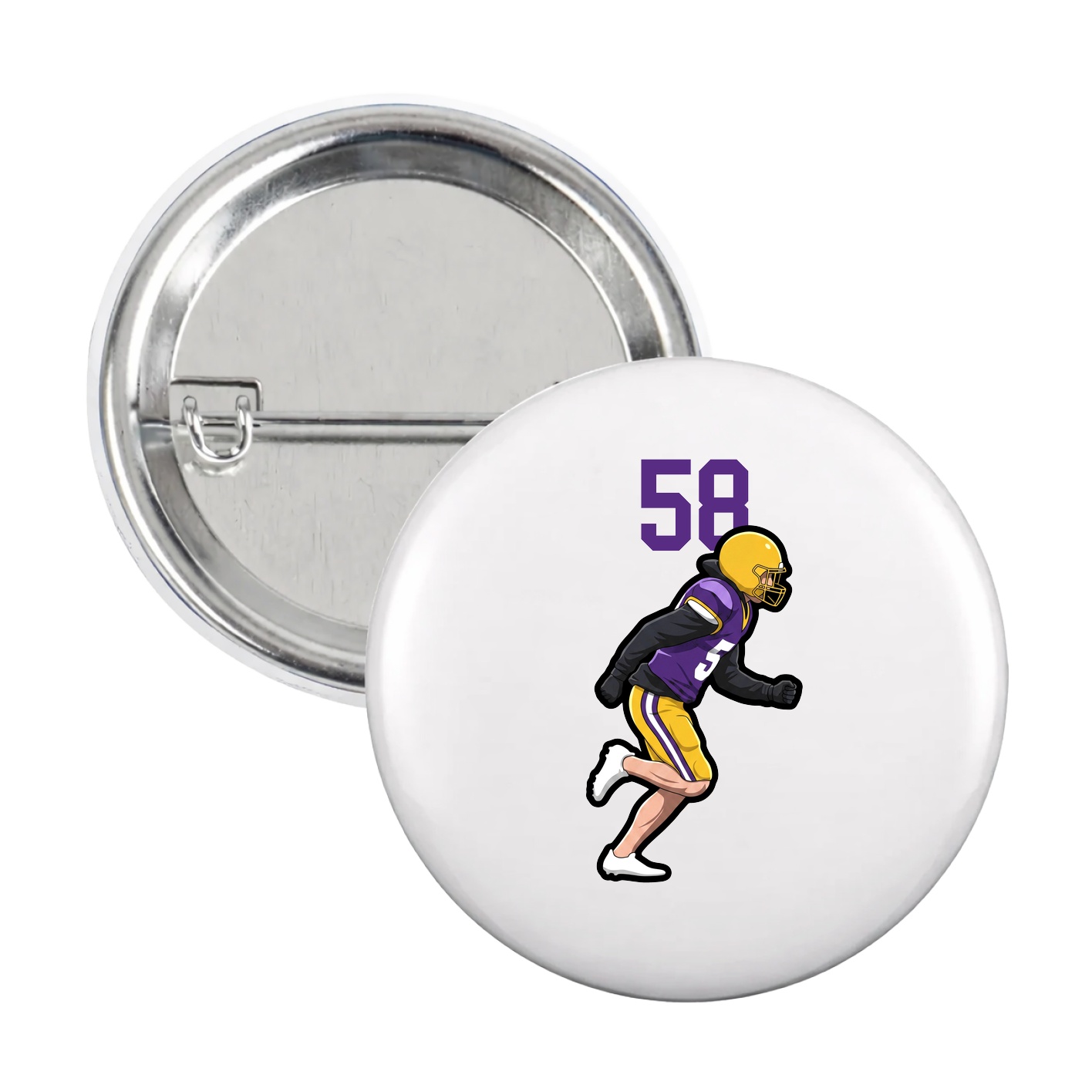 Game Day Button — Number Top in White