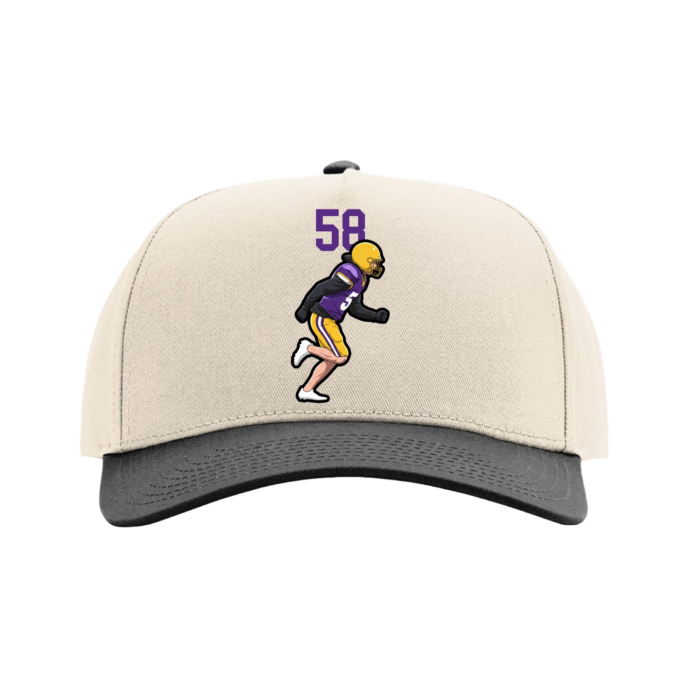 Full Fabric Five-Panel Champ Cap — Number Top in Cream/Black