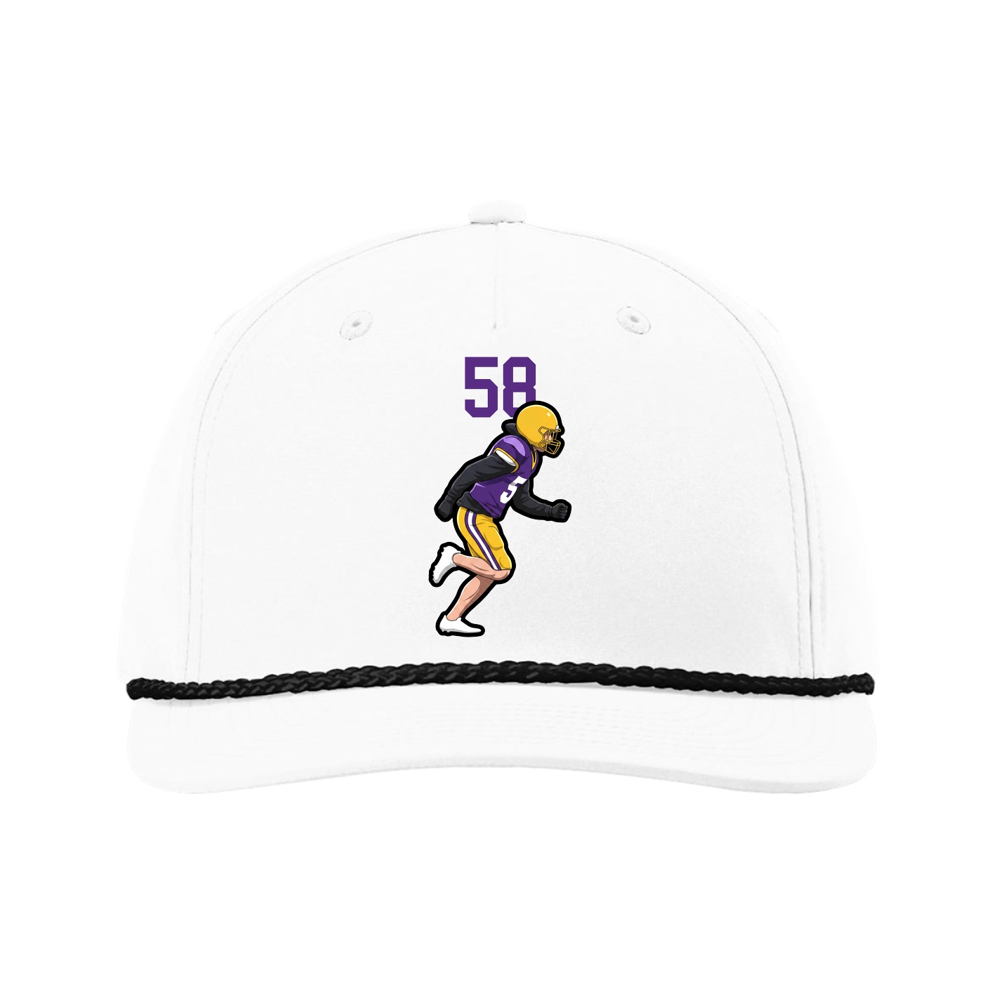Five-Panel Classic Rope Cap — Number Top in White