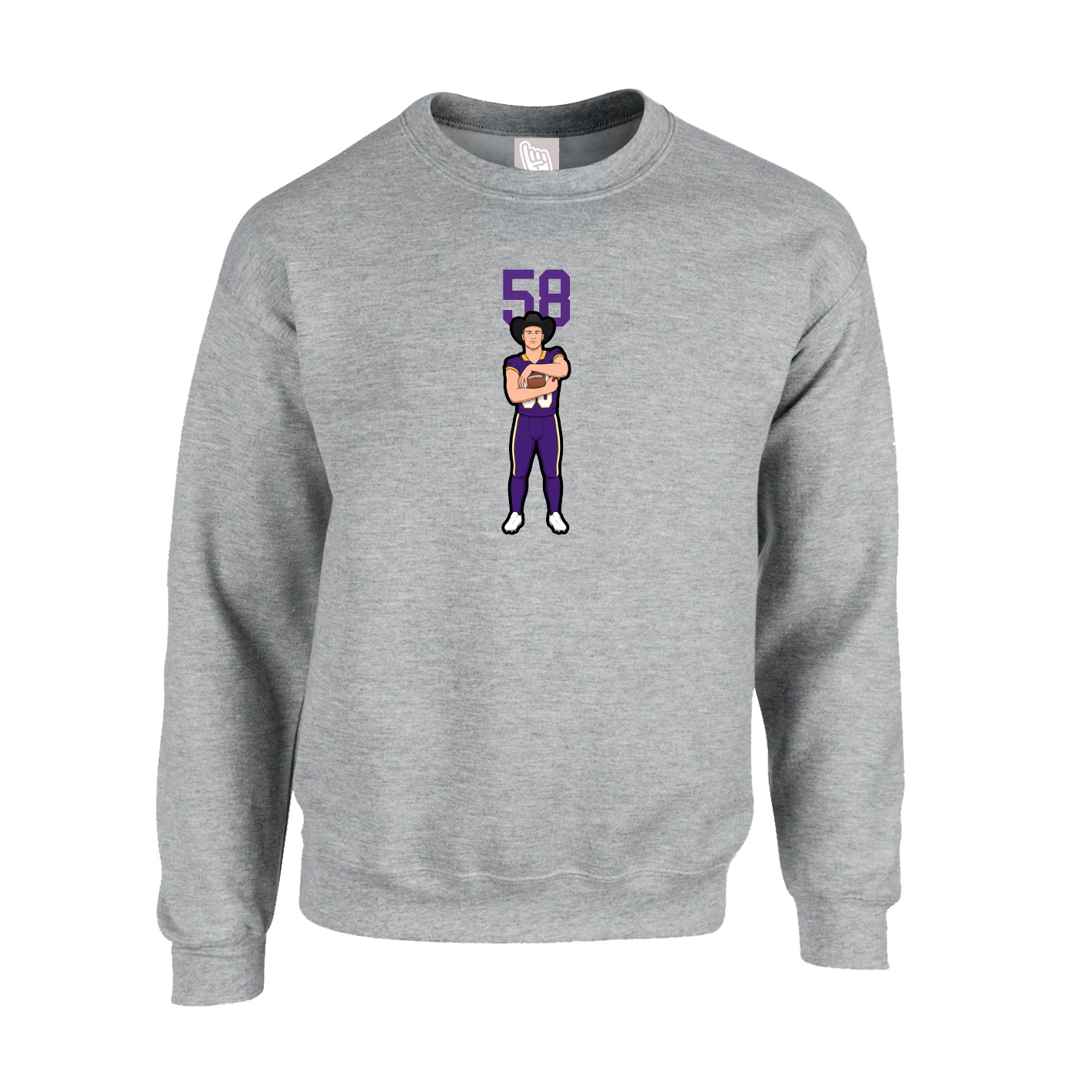 Fleece Crew — Number Top in Grey