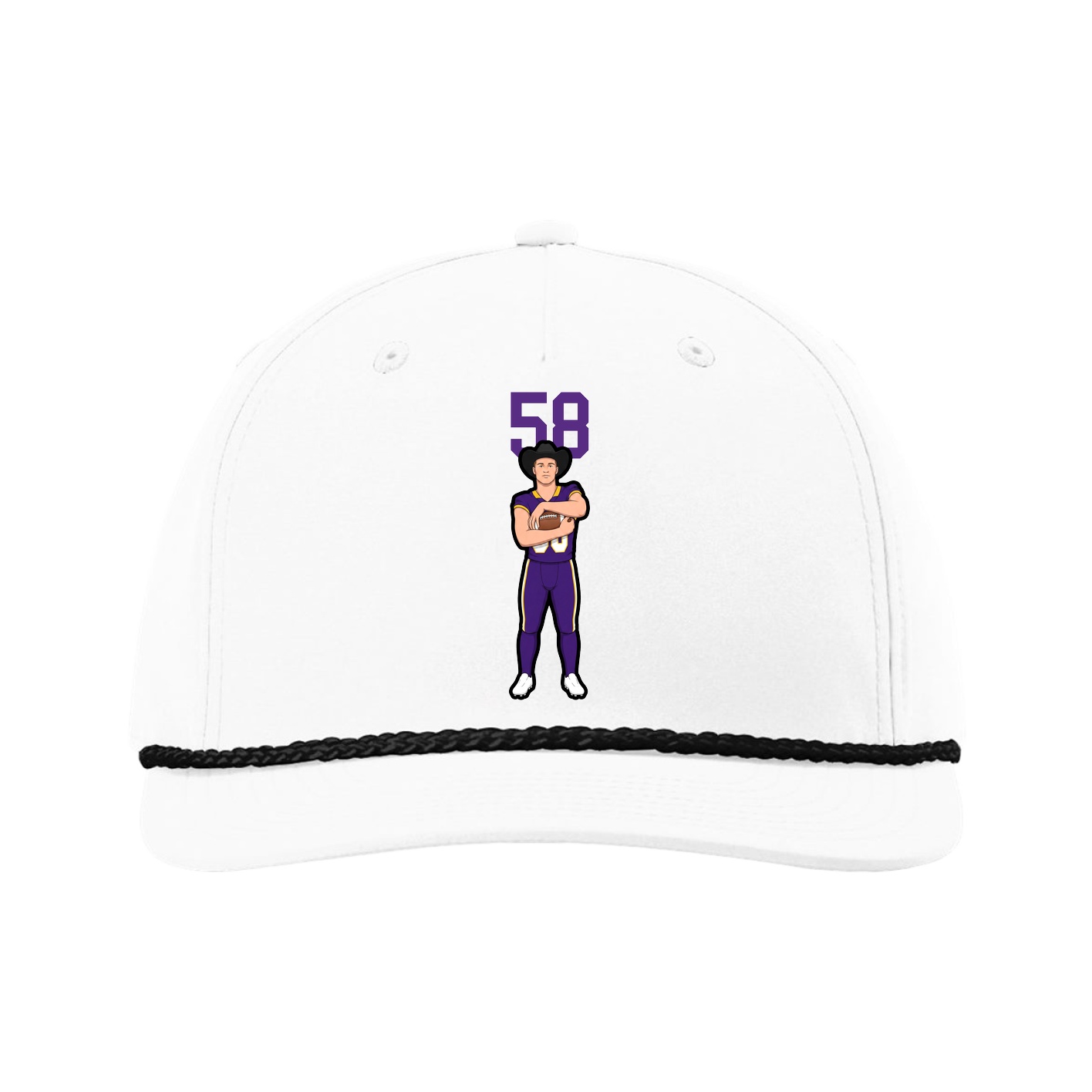 Five-Panel Classic Rope Cap — Number Top in White