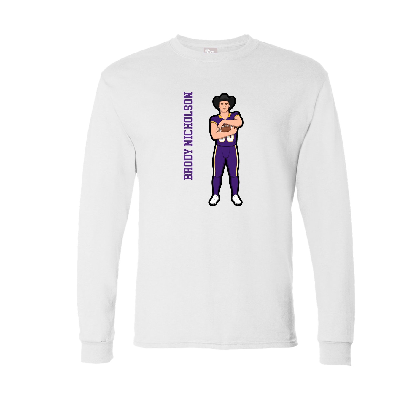 Long Sleeve Tee — Name Vertical in White