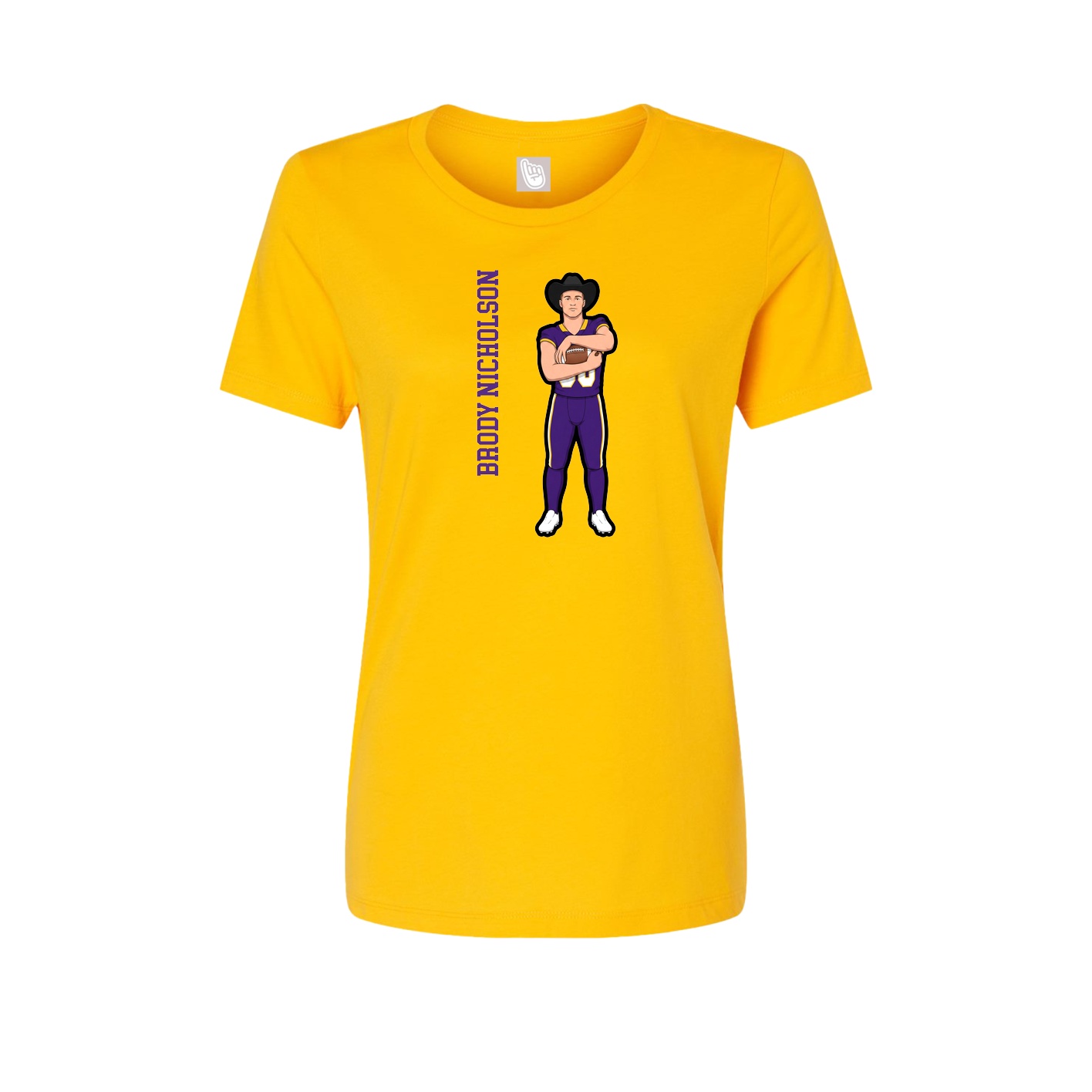 Womens Tee — Name Vertical in Gold