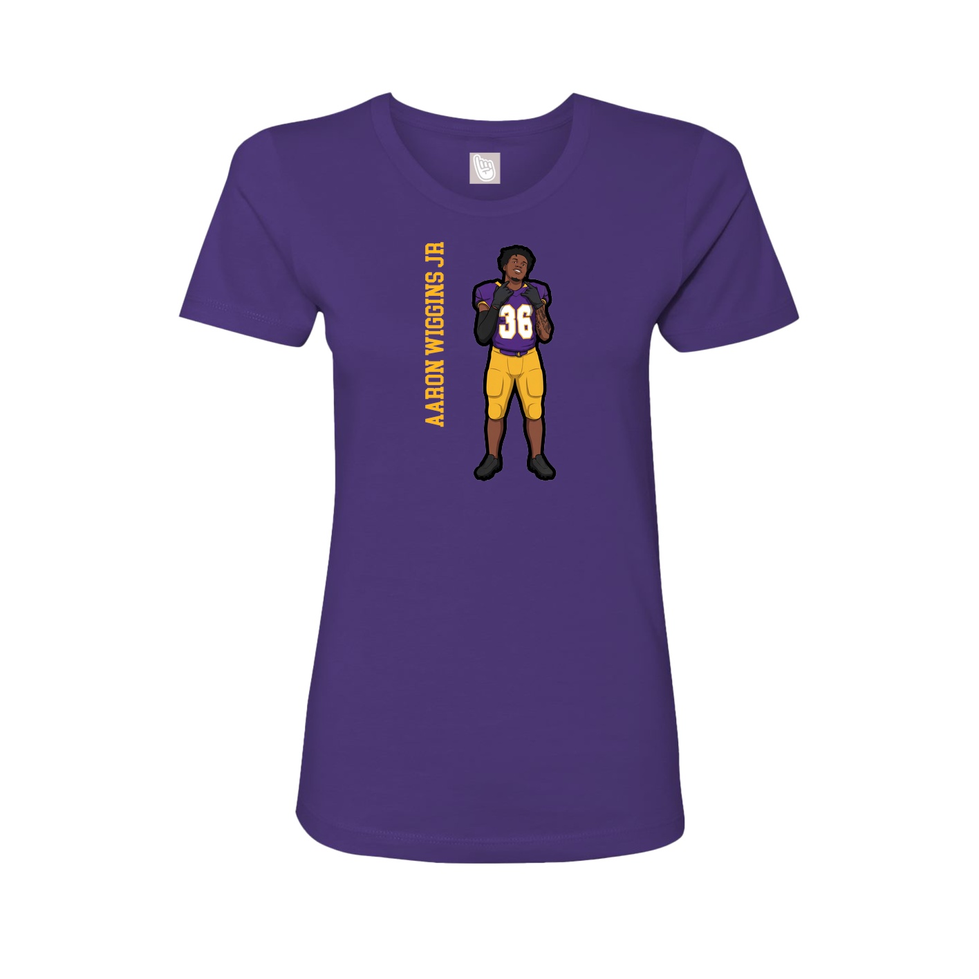 Fitted Women's Tee — Name Vertical in Purple