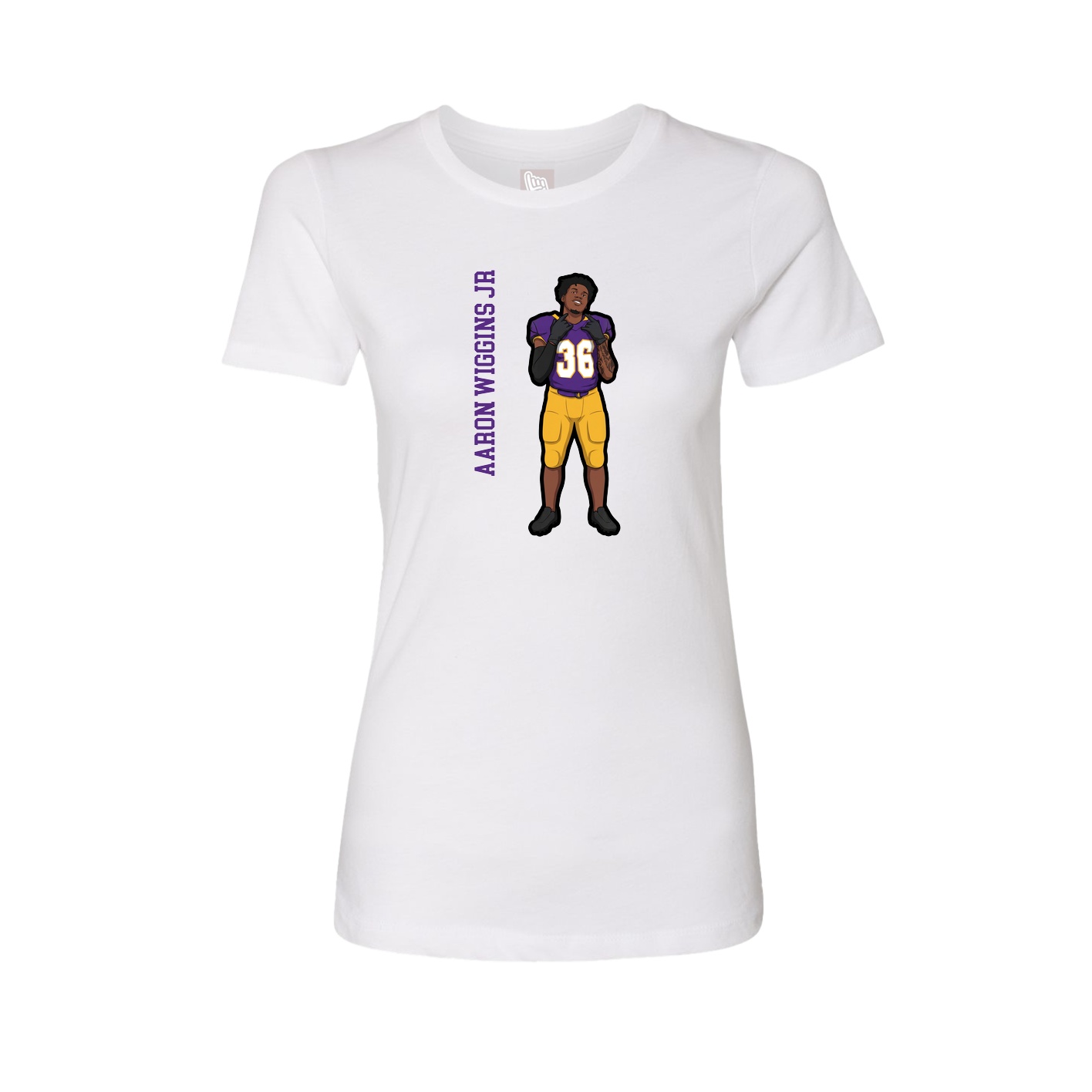 Womens Tee — Name Vertical in White