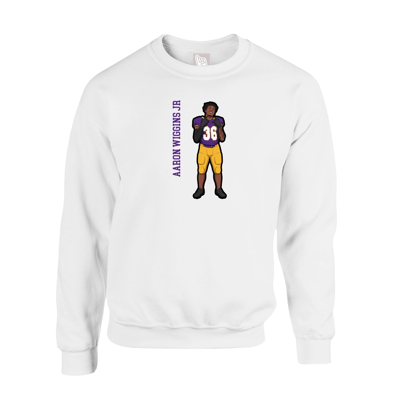 Fleece Crew — Name Vertical in White
