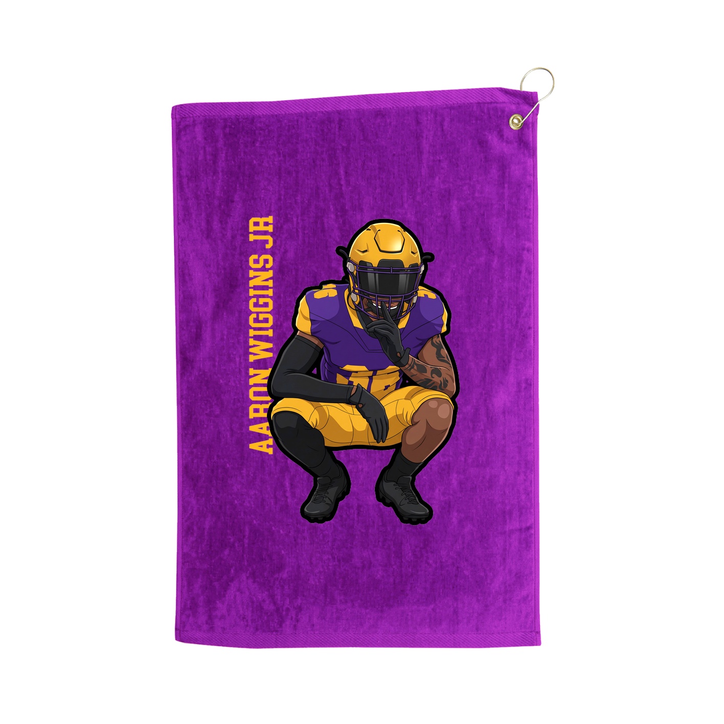 Golf Towel — Name Vertical in Purple