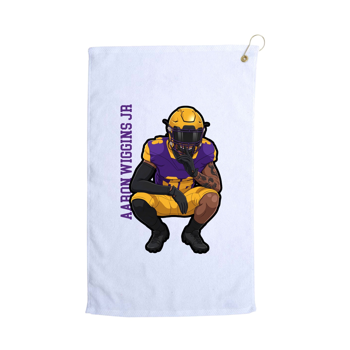 Golf Towel — Name Vertical in White