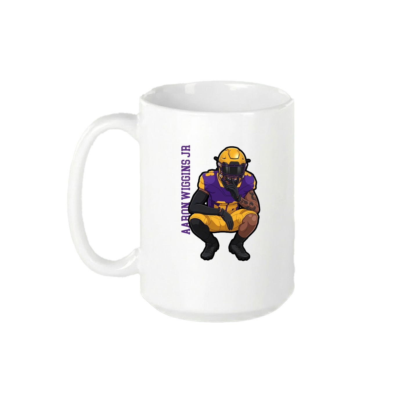 15oz Coffee Mug — Name Vertical in White