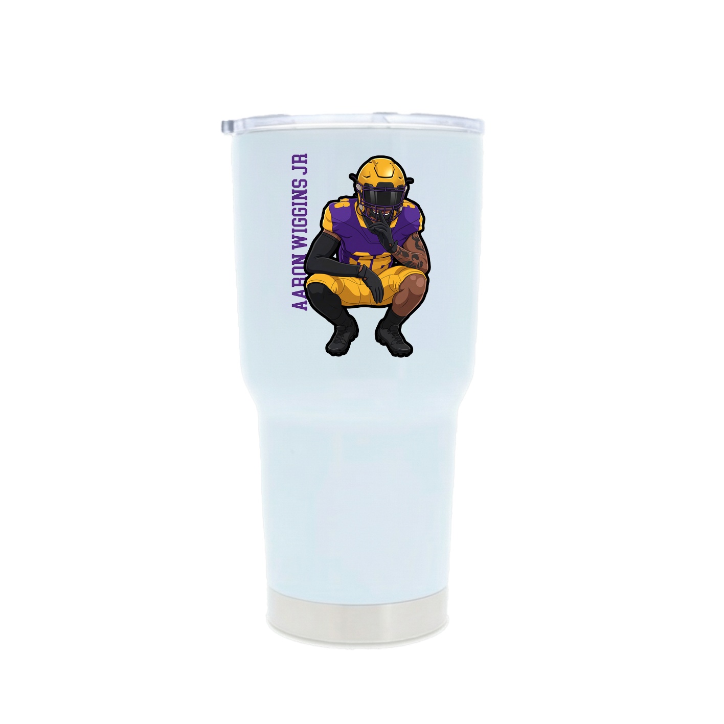 30oz Stainless Steel Tumbler — Name Vertical in White