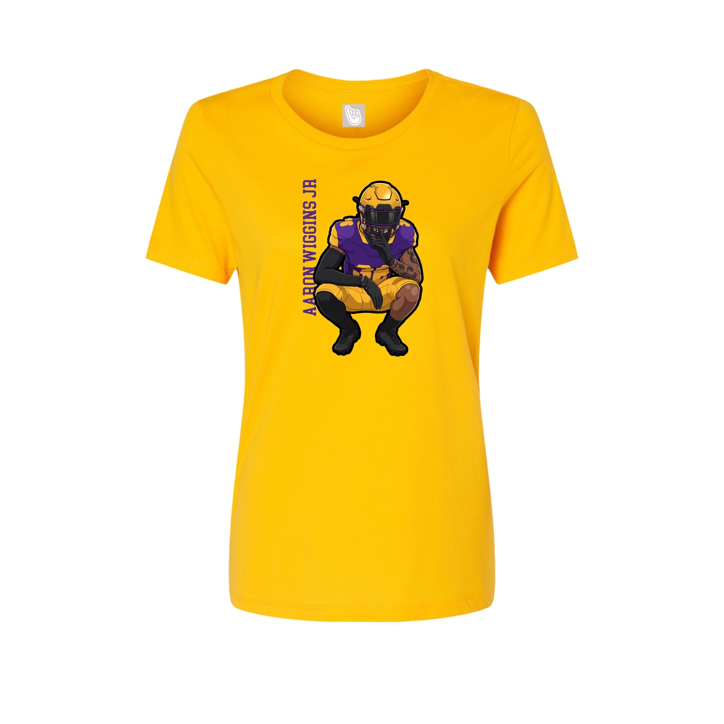 Fitted Women's Tee — Name Vertical in Gold