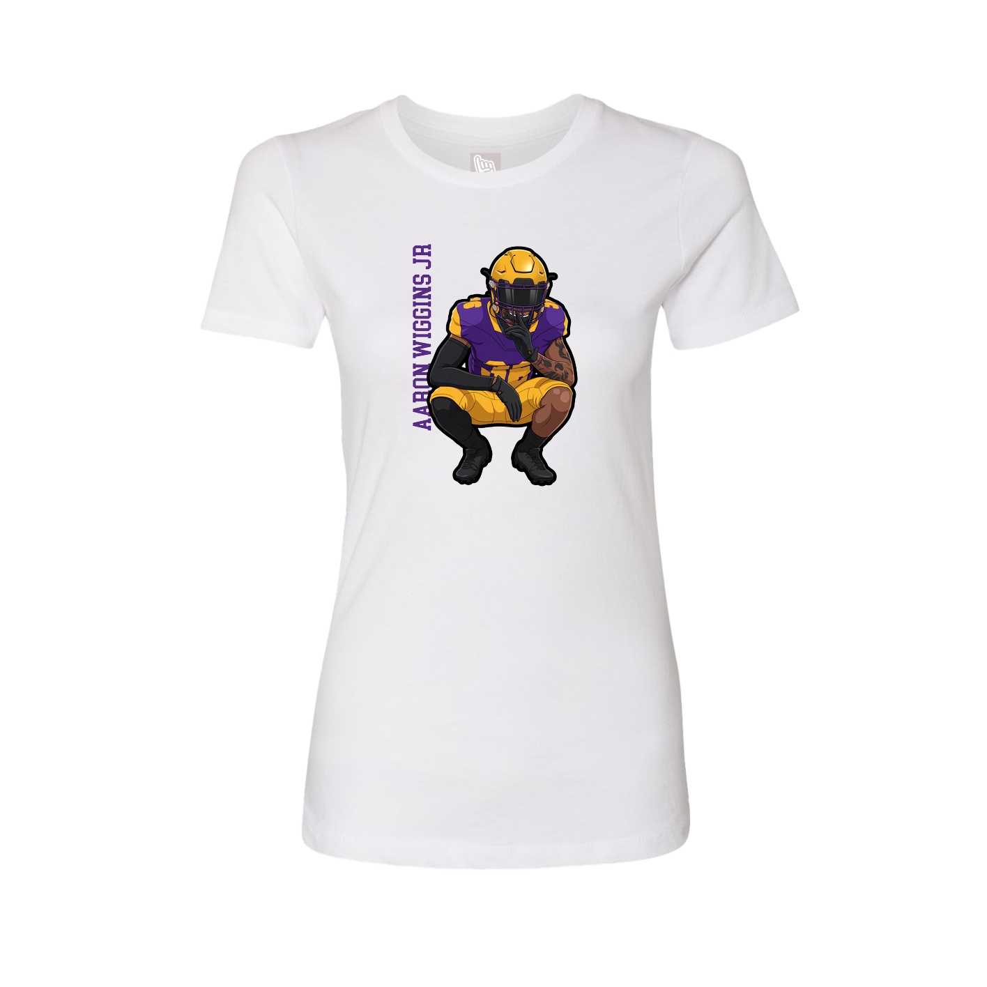 Womens Tee — Name Vertical in White