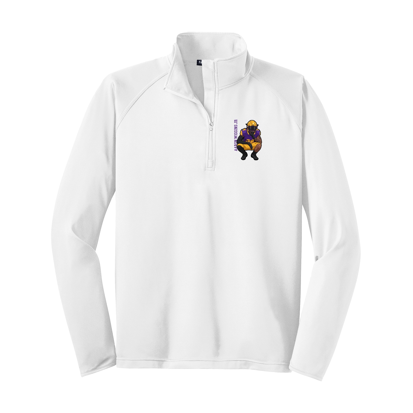 Q-Zip Pullover — Name Vertical in White