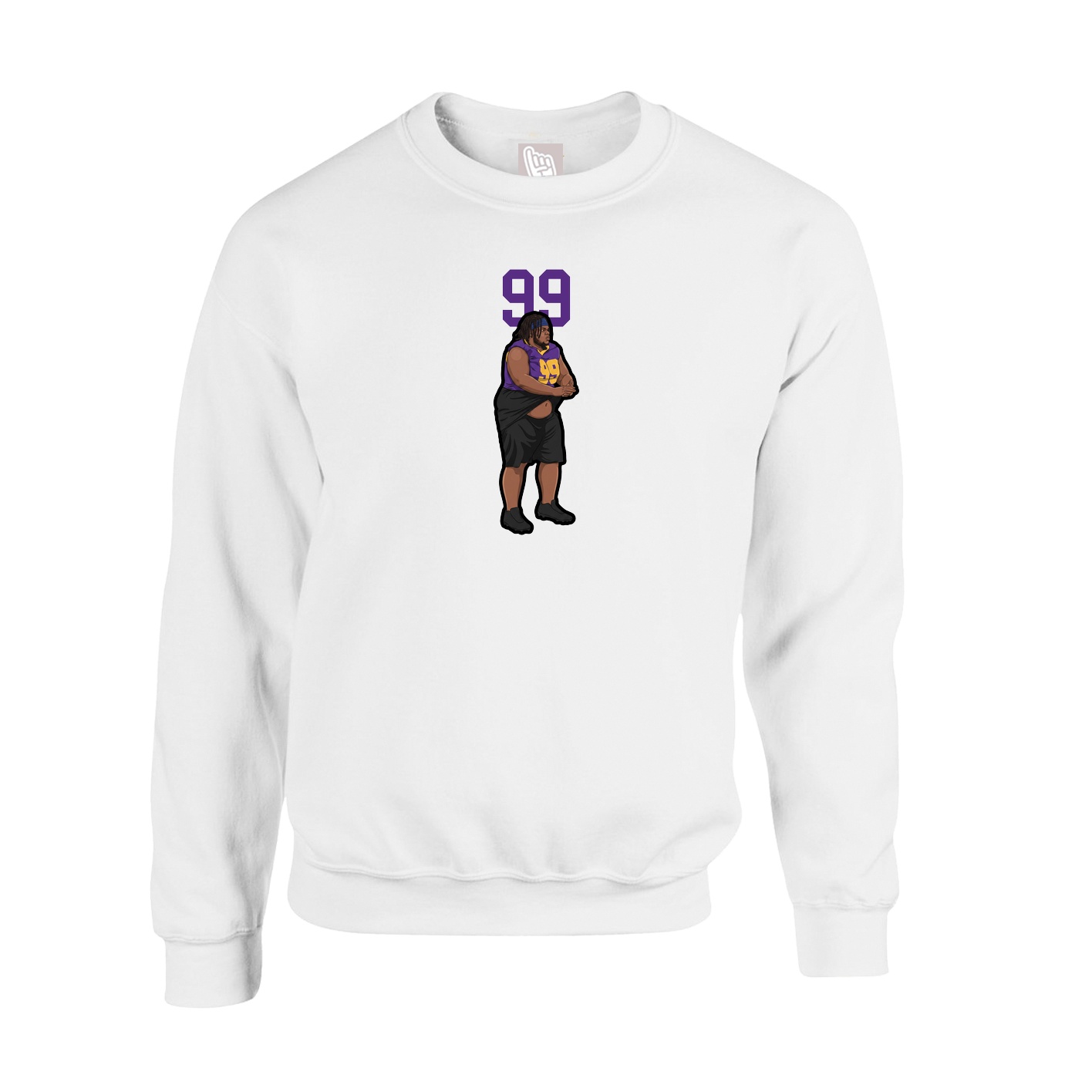 Fleece Crew — Number Top in White